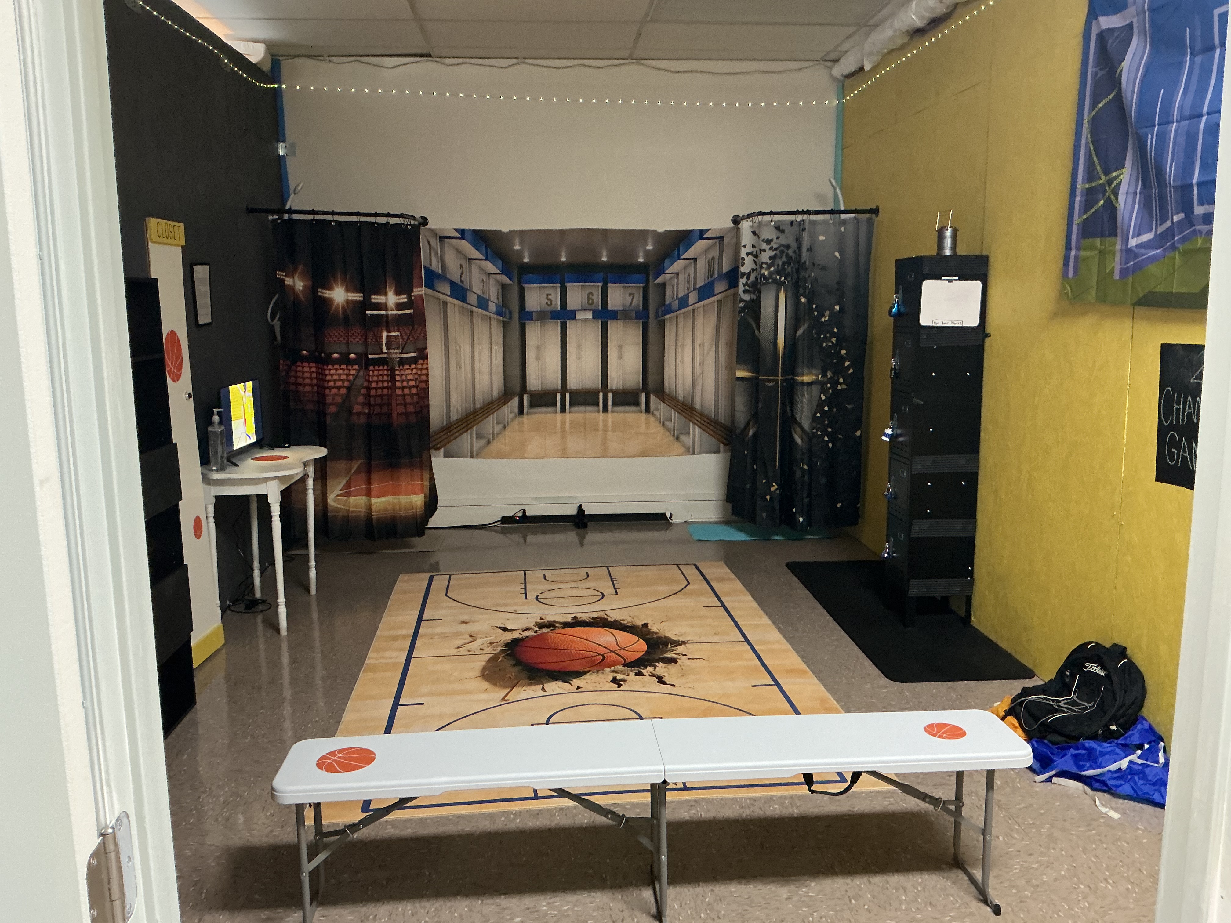 Racing to Escape locker room escape room interior